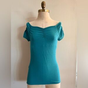 Express Turquoise “off the shoulder” Top